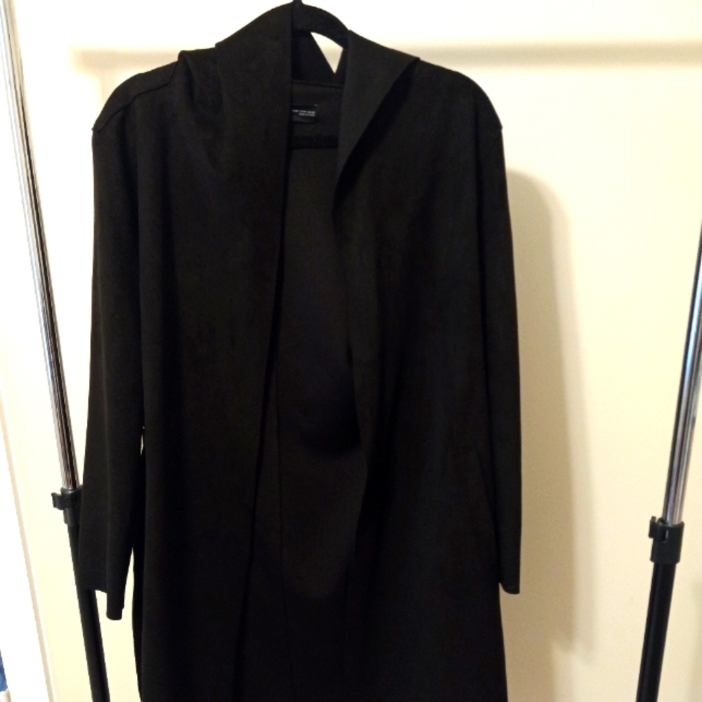 Zara black suede jacket with hood